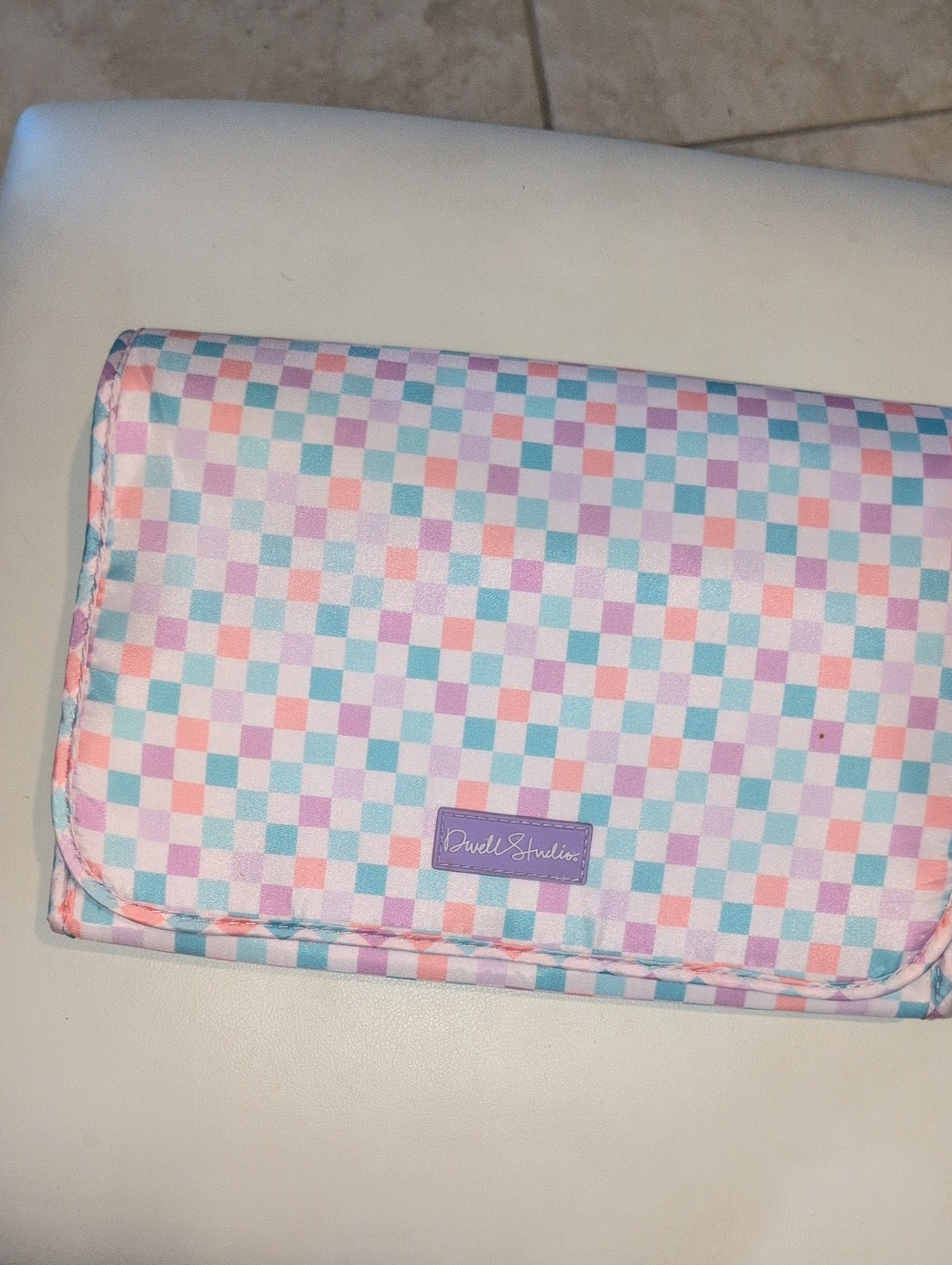 Pastel Checkered Travel Hanging Makeup Or Toiletry Bag By Dwell Studios